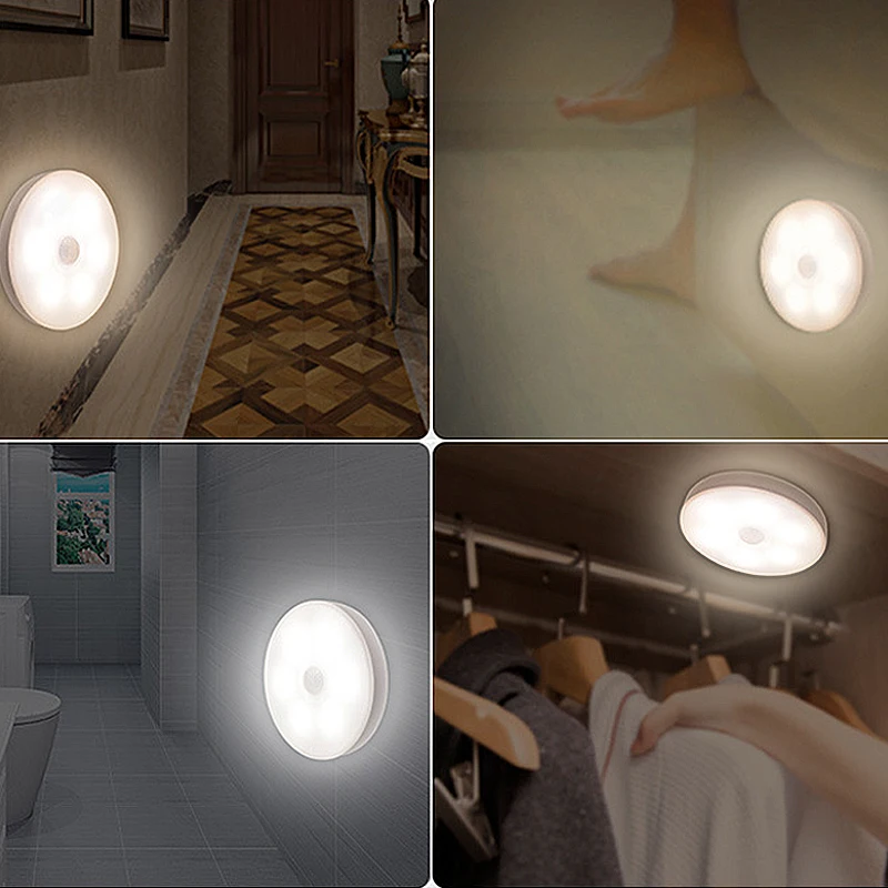 Ночник с датчиком движения 6 светодиосветодиодный зарядка через USB магнитный