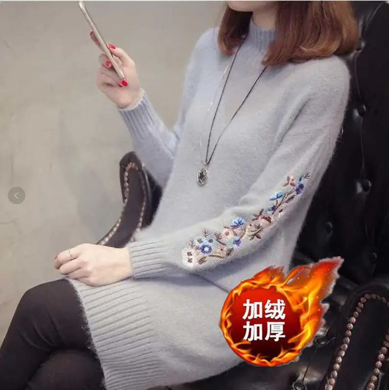 grey blue velvet TYJTJY Faldas Mujer Moda осенние и зимние модные платья скидки платье имитация свитера платье с длинным рукавом теплое платье - Цвет: grey blue velvet