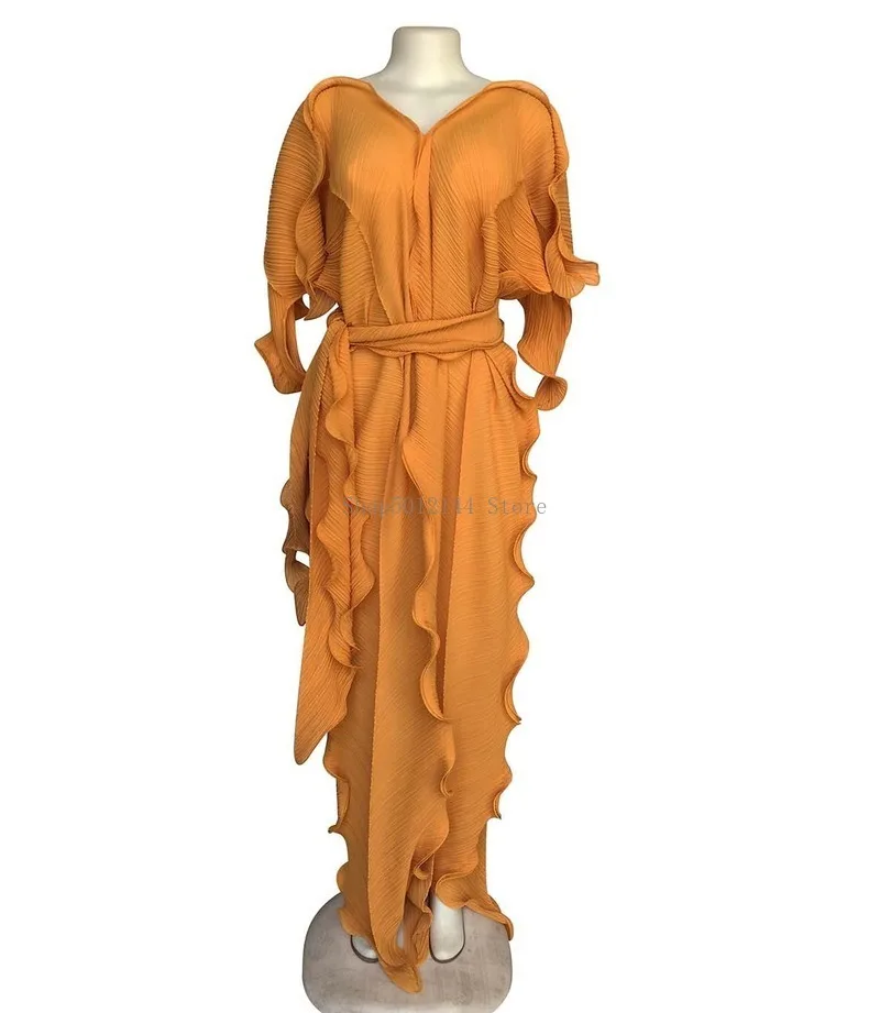 New African Dresses for Women Dashiki Falbala Dress Clothes Bazin Riche Sexy Pleat V-neck Long Africa Maxi Woman | Тематическая