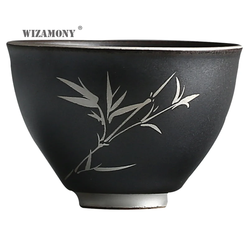 

WIZAMONY Silver Painted Jingdezhen Drinkware Tea Cup tea set tea bowl B Ceramic kung fu teacups Chinese Porcelain Celadon