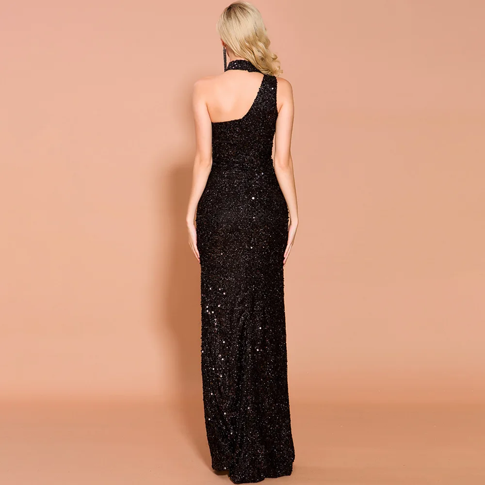 

Maxi Birthday Long Dress Elegant Sequined Sexy Night Club Evening Party Dresses Vintage
