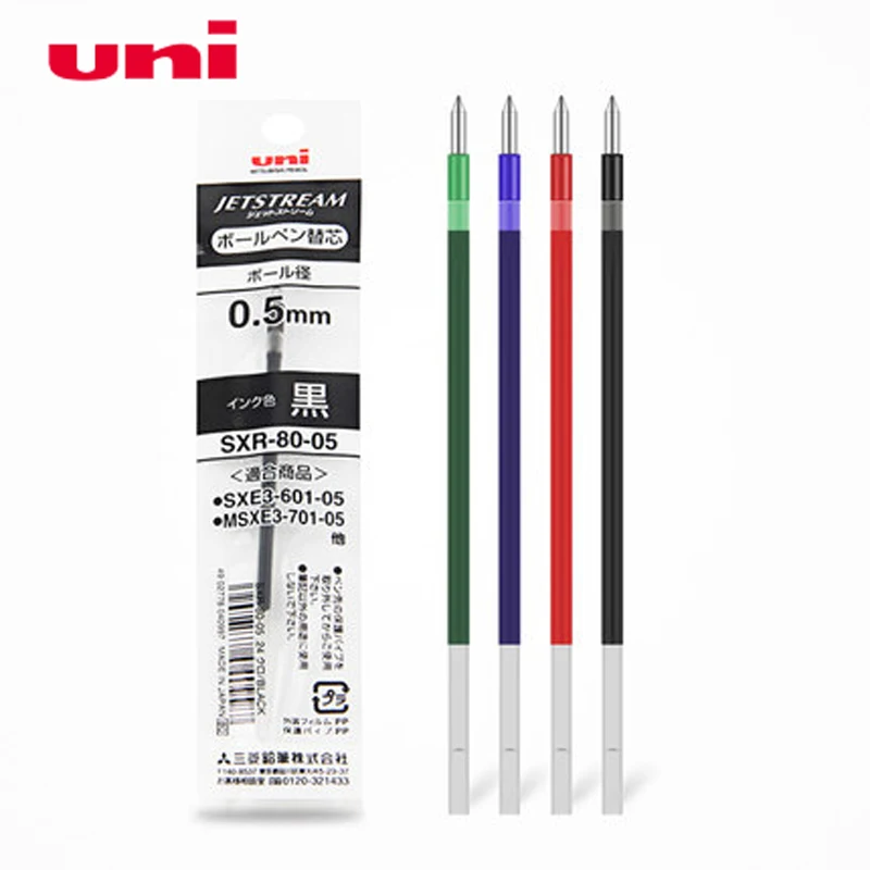 6 шт./лот заправки Uni SXR-80-05 для MSXE5-1000-05 шариковая ручка 0,5 mm-4 цветов(черный, красный, синий, зеленый) на выбор