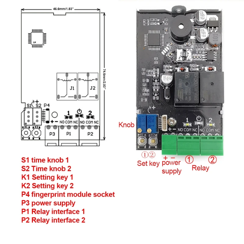 

T21B NEW-K220 DC10-24V Low Power Fingerprint Control Board Smart Electronics