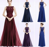 womens evening dress beautiful formal round neck lace long red sexy party 2021 ep08352 special occasion party dress
