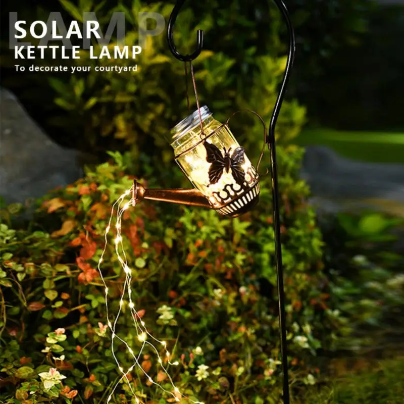 

Solar Kettle Light Garden Lights Iron Art Waterproof Lawn Garden Decor LED Lamp Flowing Water Sprinkle Bronze Landscape Lamp