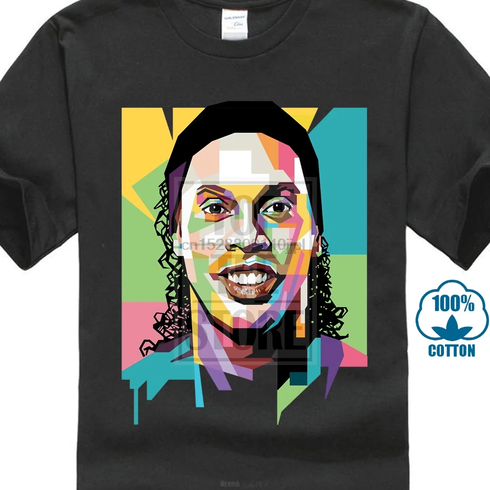 Футболка Wpap Ronaldinho Лучшее качество 100% хлопок Мужская брендовая ретро Подарочная