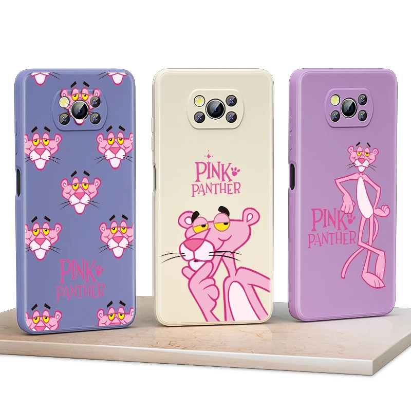 

Cartoon Pink Panther for Xiaomi Poco F3 GT X3 NFC M3 C3 M2 X2 Pro 5G Liquid Silicone Soft Cover Shockproof Phone Case