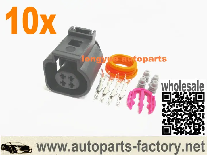 Longyue 10 шт./набор 4 контактный ремонт розетка 4B0973712 для VW Jetta Golf Passat Audi A4 4B0 973 712|Кабели
