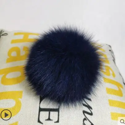 fox fur navy blue DIY Роскошный меховой помпон из натурального меха лисы, помпон, помпон ручной работы, действительно большой помпон для волос,, шапка с пряжкой - Цвет: fox fur navy blue