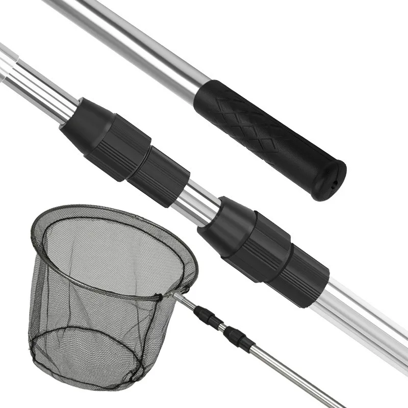 1.8m-4.0m Dip Net Rod Set Stainless Steel Fish Net Fishing Net Pocket Folding Telescopic Pole Net Fishing Dip Net Fishing Gear enlarge