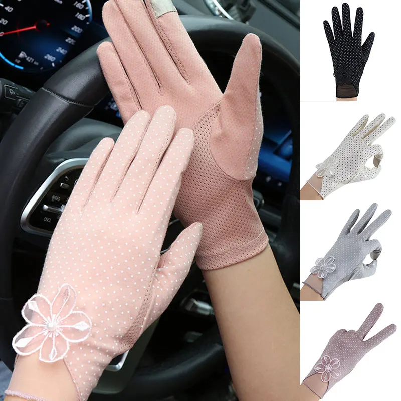 

Summer Thin Full Finger Mittens Anti-Slip Breathable Cycling Driving Gloves Women Lace Sunscreen Gloves Touch Screen Outdoor