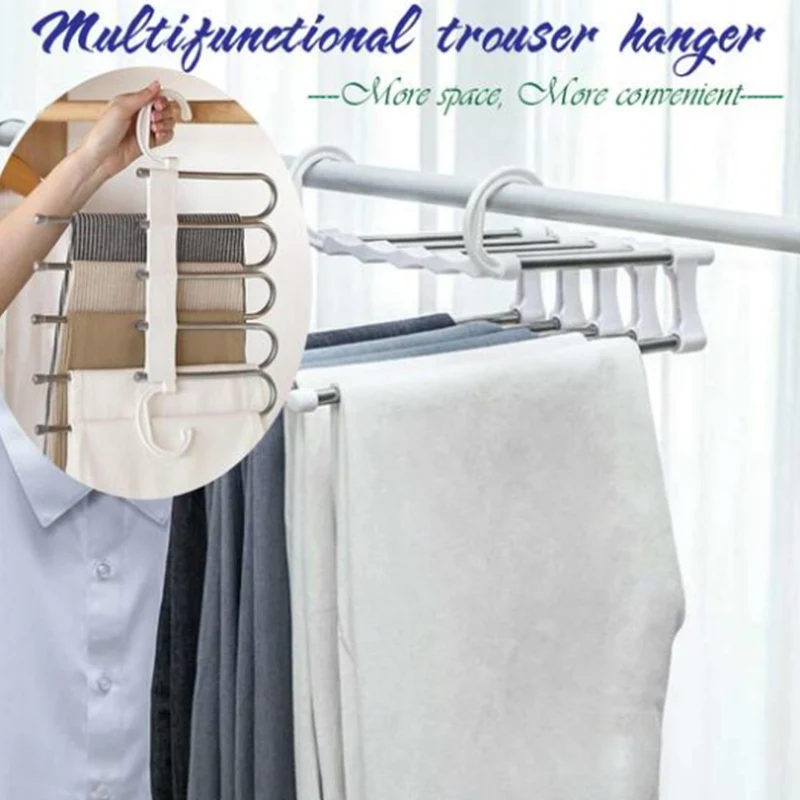 

Многофункциональная вешалка для брюк 5 ярусов Портативный нержавеющая сталь штаны стеллажи для выставки товаров брюки вешалка для одежды о...