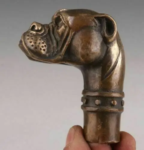 

Bronze Statue Dog Old Cane Walking Stick Head Handle Accessorie Collection