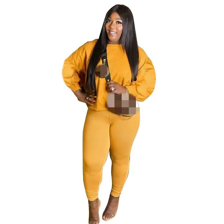 

Newest Women Plus Size Solid Sweatpants Sets Two Piece Sweatshirts + High Waist Sport Pants Tracksuits Outfits Party Nightclub