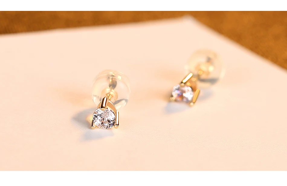 Gem&Time Exquisite Real 14K Gold 3 Prong Green Gemstone Stud Earrings for Women Yellow Gold Earrings Fine Jewelry Gift E14137