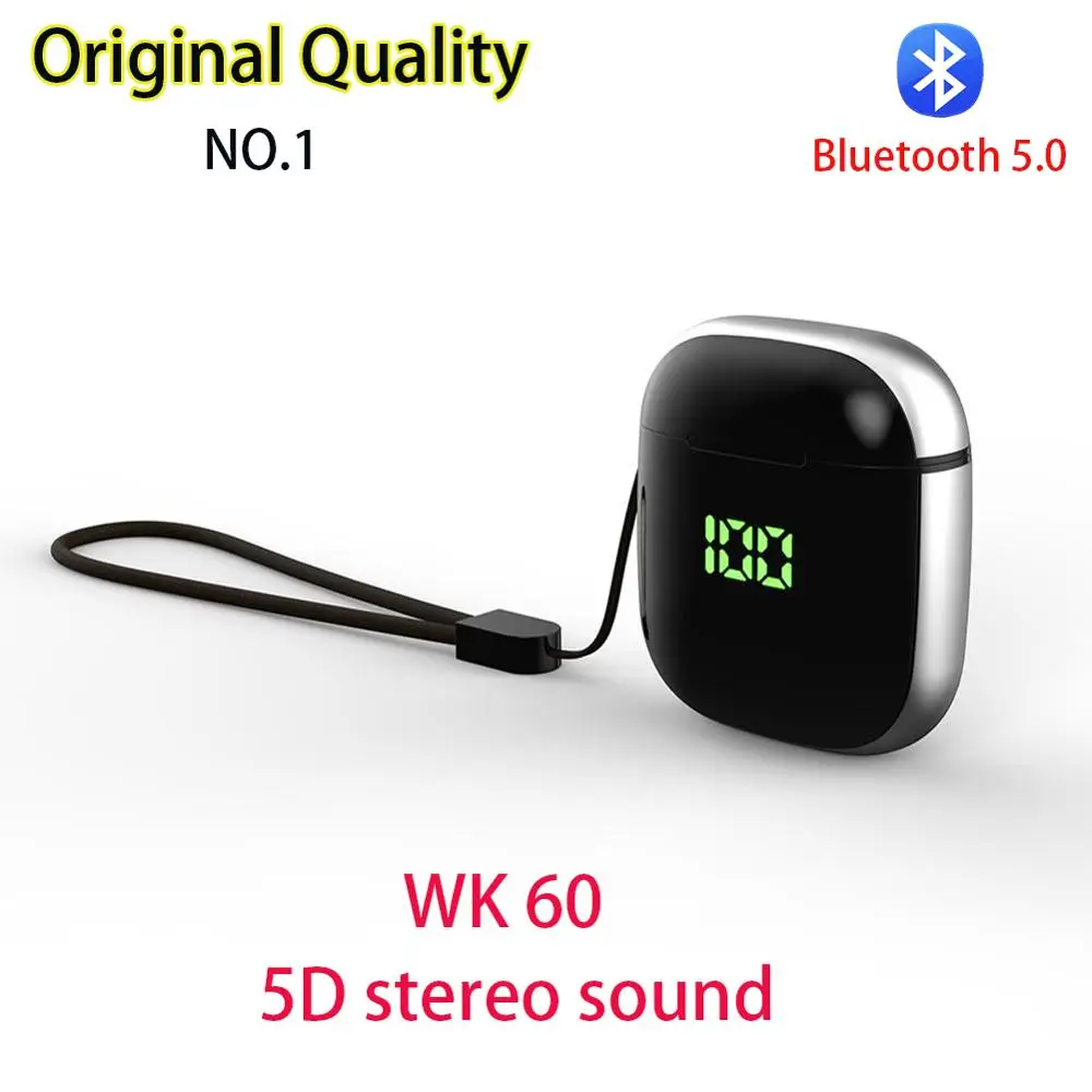 WK60 black silver Обновленные i99 TWS 1:1 беспроводные bluetooth-гарнитуры наушники tws i11 i12 для iPhone Android не i20 i30 i60 i1000 i200 Tws - Цвет: WK60 black silver