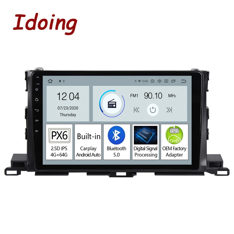 

Idoing 10.2"PX6 Android Car Radio Player For Toyota Highlander 3 XU50 2013-2018 GPS Navigation Carplay Head Unit Plug And Play