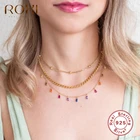 ROXI элегантный красочный мини круглый камень ожерелье, подвеска, колье, для женщин, ювелирные изделия 925 стерлингового серебра ожерелье цепочка-ожерелье