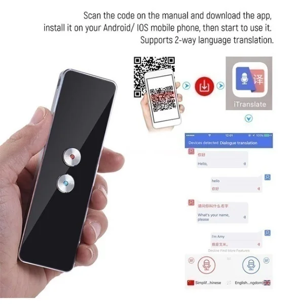 

40 Languages Portable Smart Instant Voice Translator Interactive Bluetooth 4.0 2-Way Accurate Translator Support IOS Android