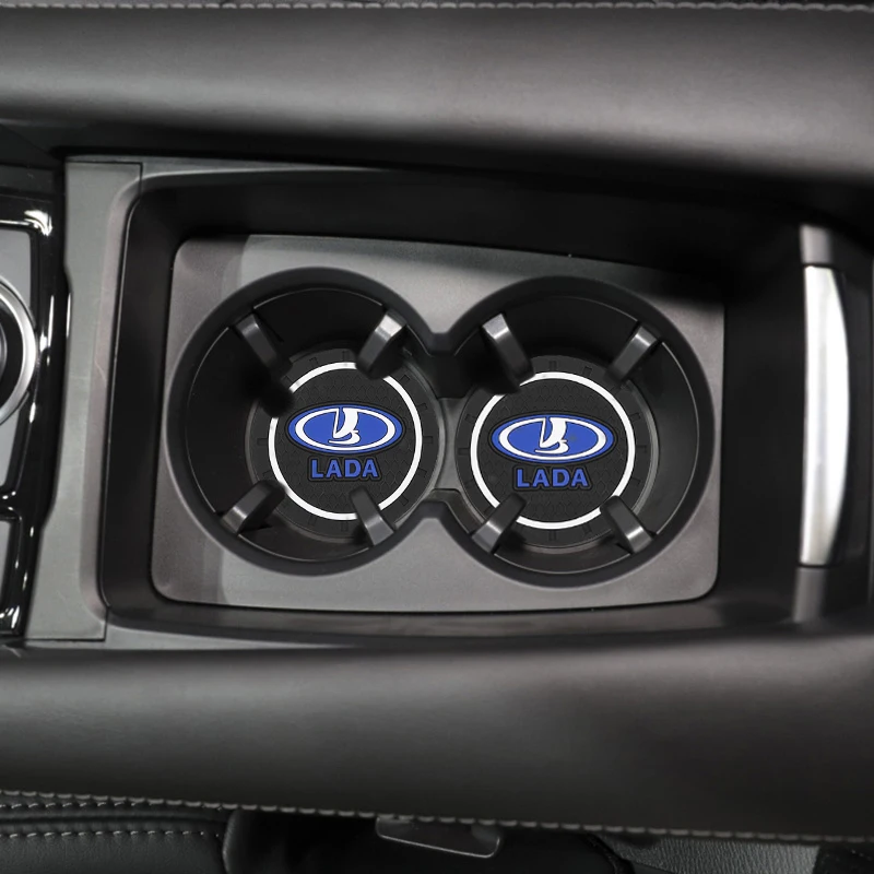 

Автомобиль 70 мм подходит для Лада-Логотип Круглый стакан для воды Противоскользящий коврик креативные модификации коврик для хранения авт...