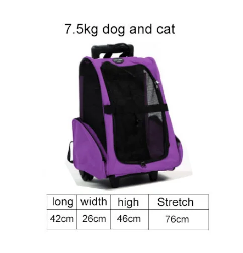 Small purple 1 шт. переносная сумка для домашних животных, подстилка для домашнего питомца, сумка на колесиках, подходит для 7,5 кг кошек, собак, домашних животных, упаковка для транспортировки - Цвет: Small purple