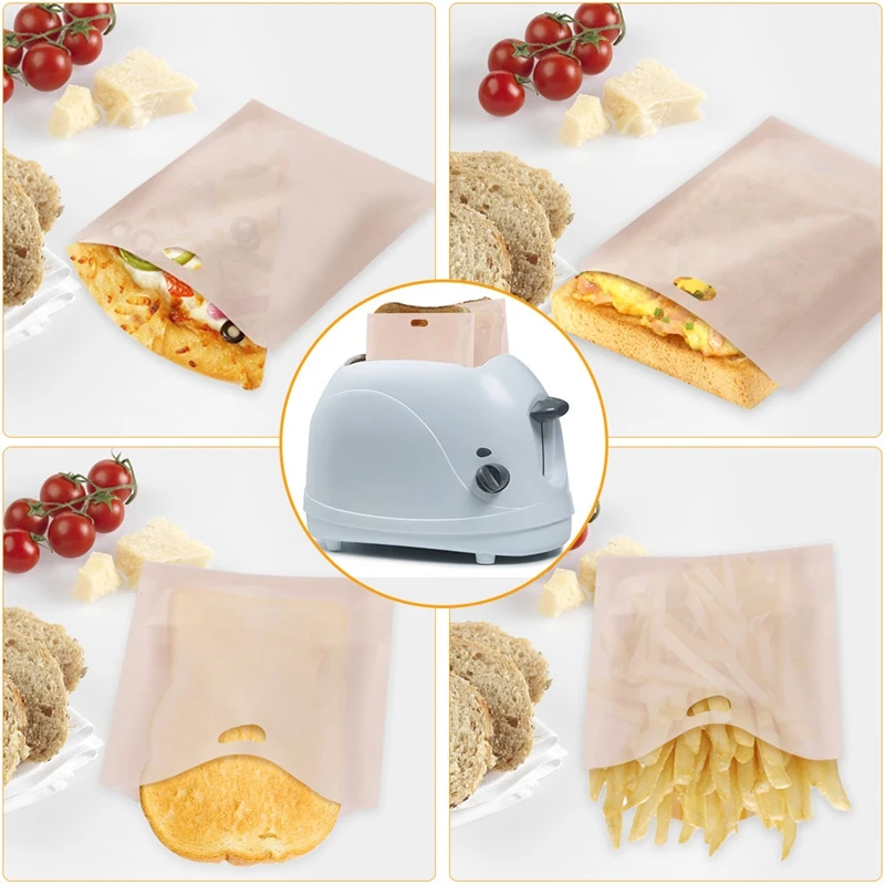 

10pcs Coated Fiberglass Toast Microwave Heating Pastry Tools Reusable Toaster Bag Non Stick Bread Bag Sandwich Bags