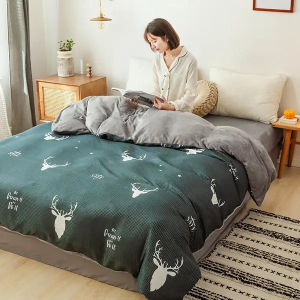 Зимний теплый пододеяльник вафельное плетение хлопок + фланелевый Утешитель