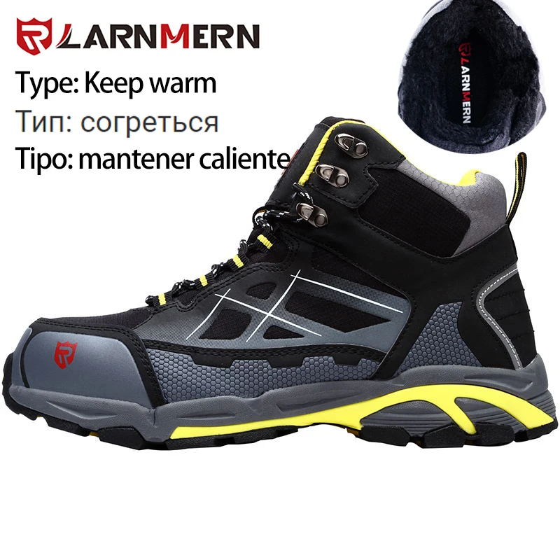 L1702-GRAY-FUR LARNMERN Мужская Рабочая защитная обувь со стальным носком легкая дышащая анти-разбивающаяся анти-прокол антистатические защитные сапоги - Цвет: L1702-GRAY-FUR