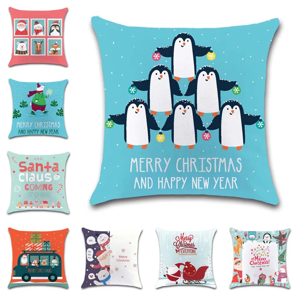 Веселое Рождество Мультяшные животные Санта Клаус наволочка для подушки