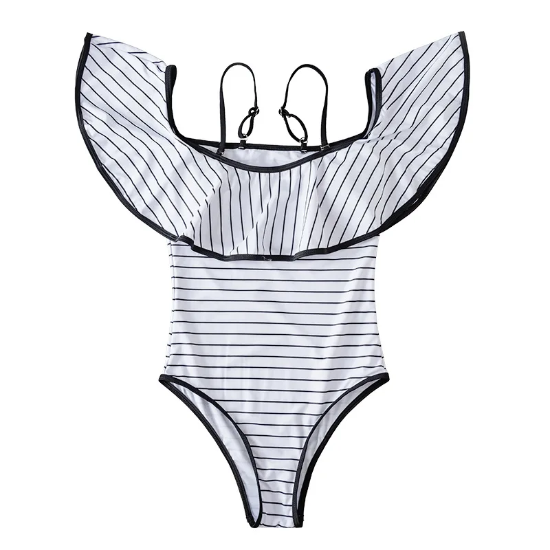 

Roseheart Summer White Sexy Striped Women Swimsuit Swimwear Bathing Suit Female Biquini Holiday Striped Swim One-Piece Suits