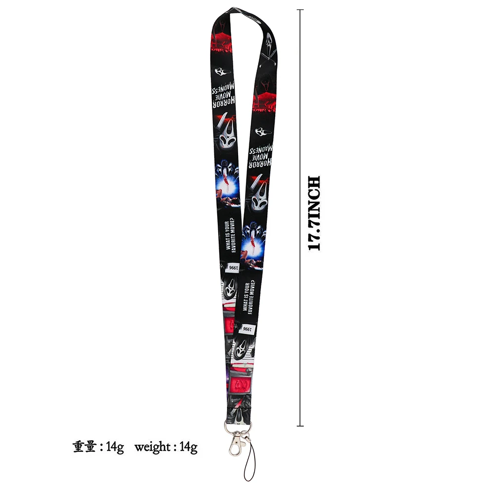 dz2583 halloween horror movie lanyard for keys chain id card cover pass phone charm badge holder key ring straps accessories free global shipping