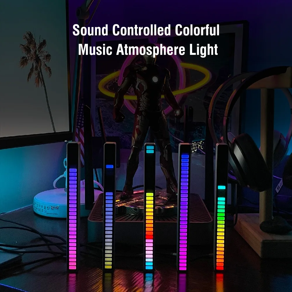 

BORUiT Creative Music Rhythm Lamp for Office Home Bedroom Sound Control Rhythm Beating Level Light RGB Music Atmosphere Lamp