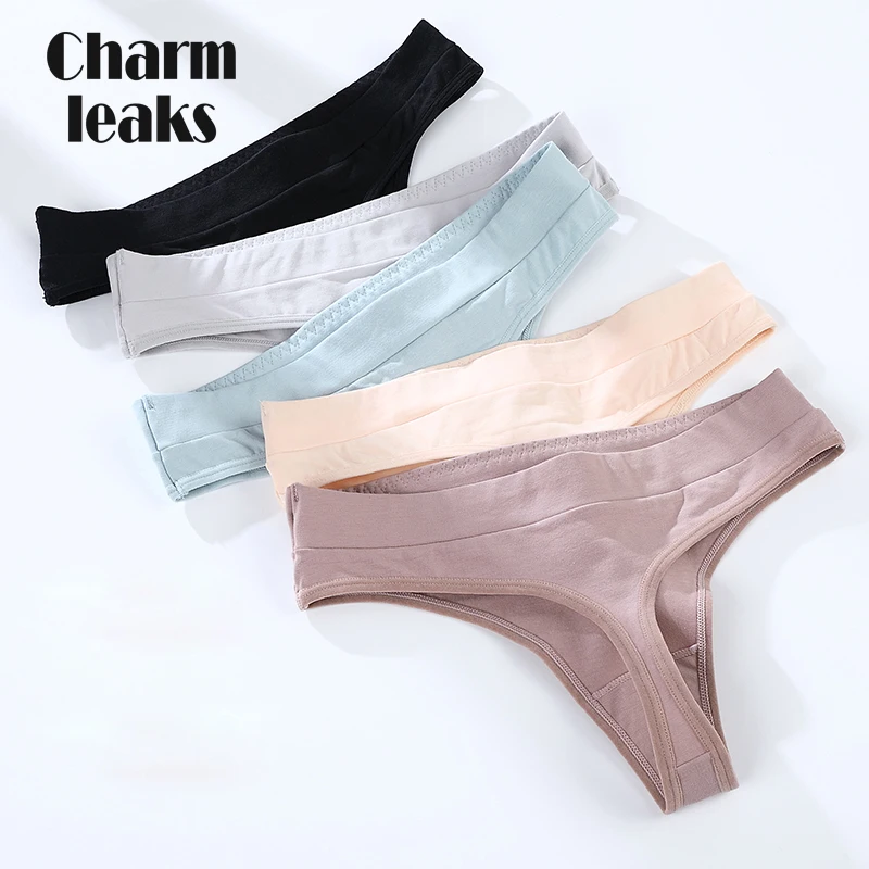 

Charmleaks Women's Thong Solid Color Low-rise Underwear Simple Panties 1 PCS Soft Skin-friendly Underwear New Arrival
