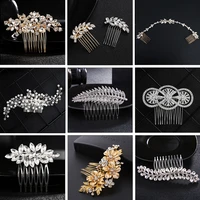 fashion wedding crystal barrette pearl hair combs ornament bridal hairpins handmade accessories jewelry for bride