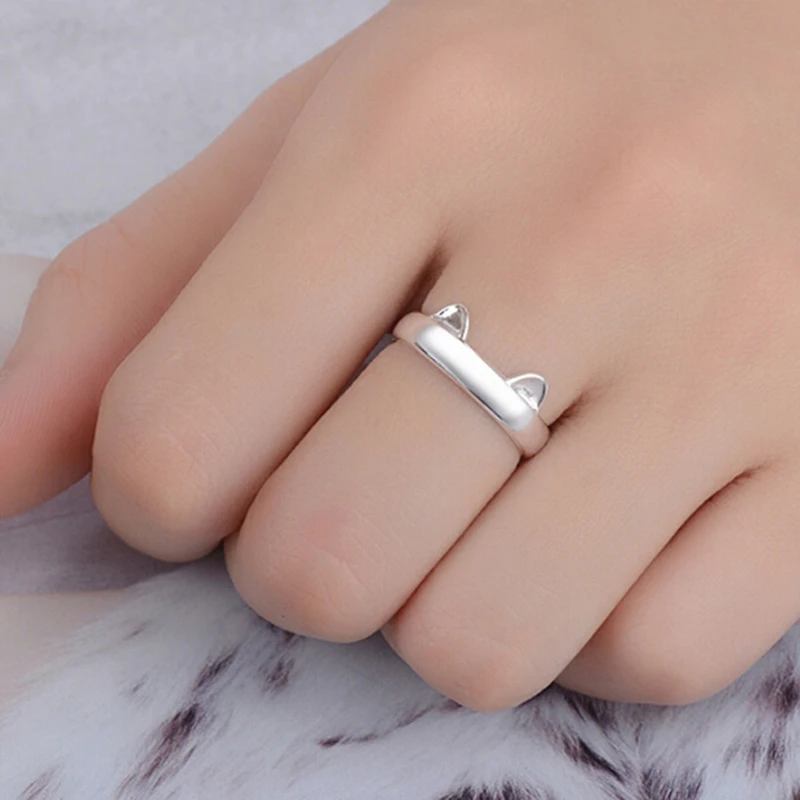 

Cute Pig Cat Ear Finger Ring Open Design Fashion Jewelry Ring For Women Child Gifts Adjustable Ring