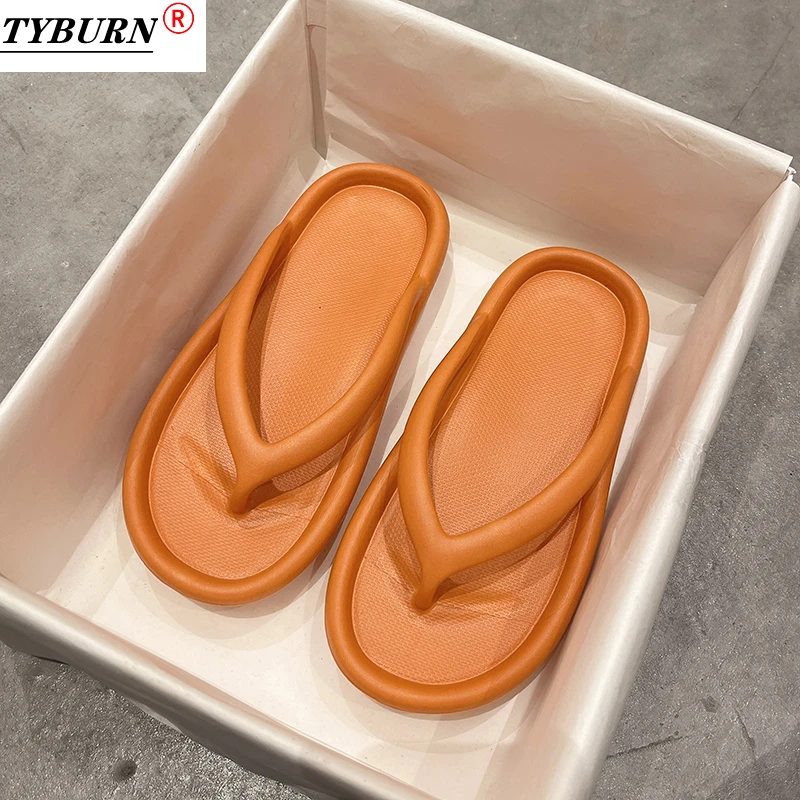 

TYBURN2021 Summer New Thick-soled Flip Flop Sandals Summer Shoes Soft Bathroom Slippers Pillow Slide Outdoor Indoor Shoes Women