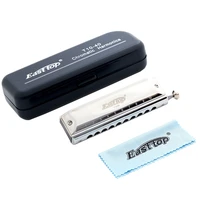 easttop harmonica 10 holes chromatic harp mouth organ instrumentos key of c abs comb musical instruments t1040