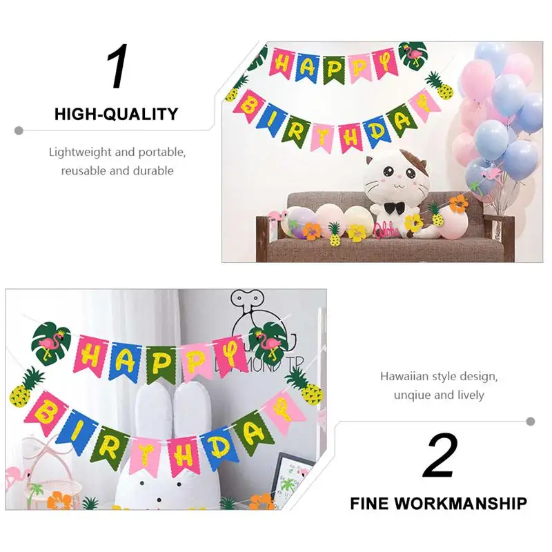 

2 Sets Hawaiian Summer Party Banners Birthday Party DIY Decoration Hanging Banners Party Accessories