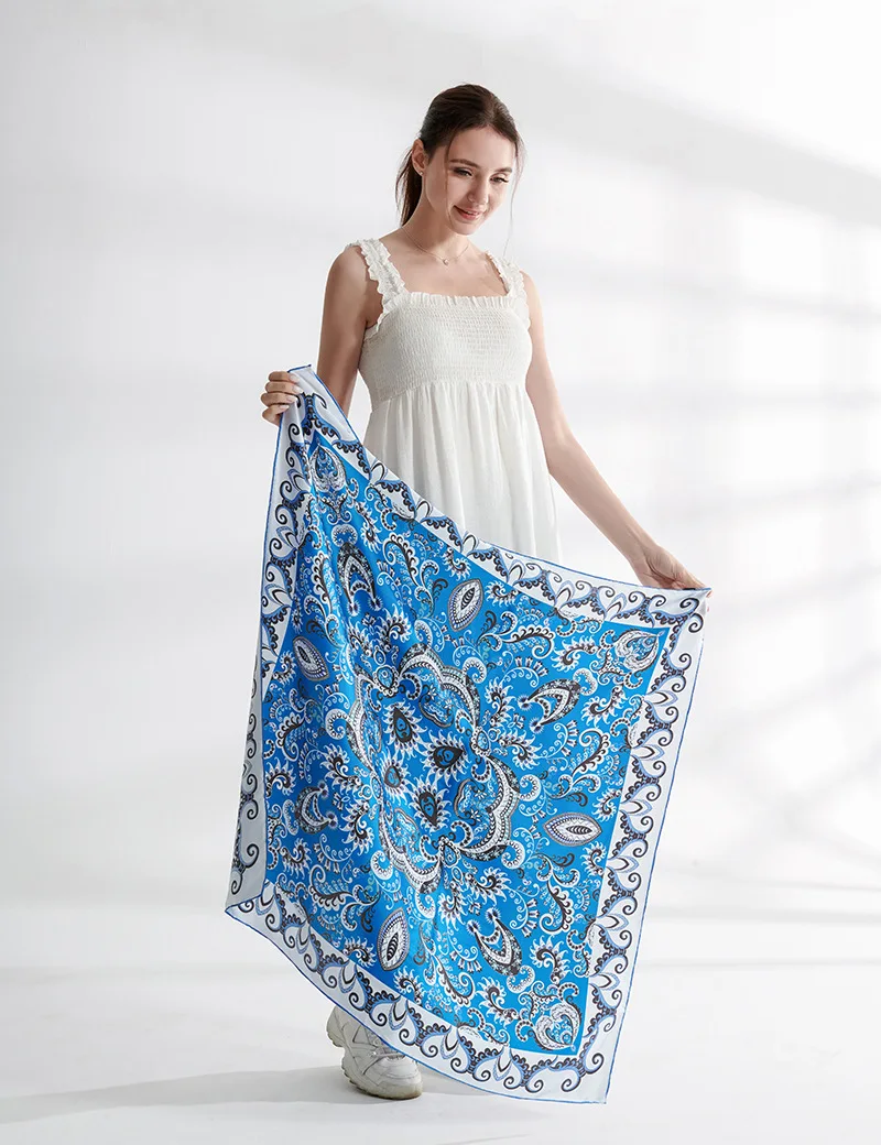 

New style silk scarf/scarf blue cashew heavy weight silk silk scarf/big shawl