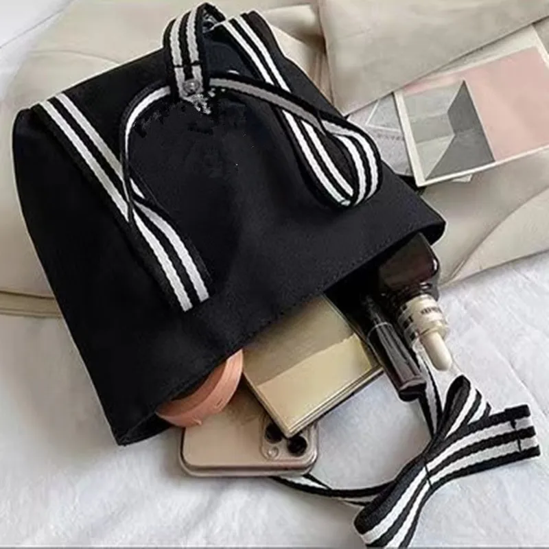 

Canvas Tote Bag Eco Shopping Bag Daily Use Foldable Handbag Large Capacity Stripe Canvas Tote for Women Female Shopper Bag