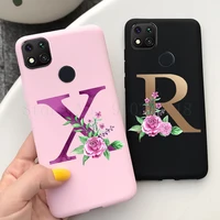 26 letter soft silicone back cover for xiaomi redmi note 9s note 9 flower couple phone case for redmi note 9 s note9 case coque