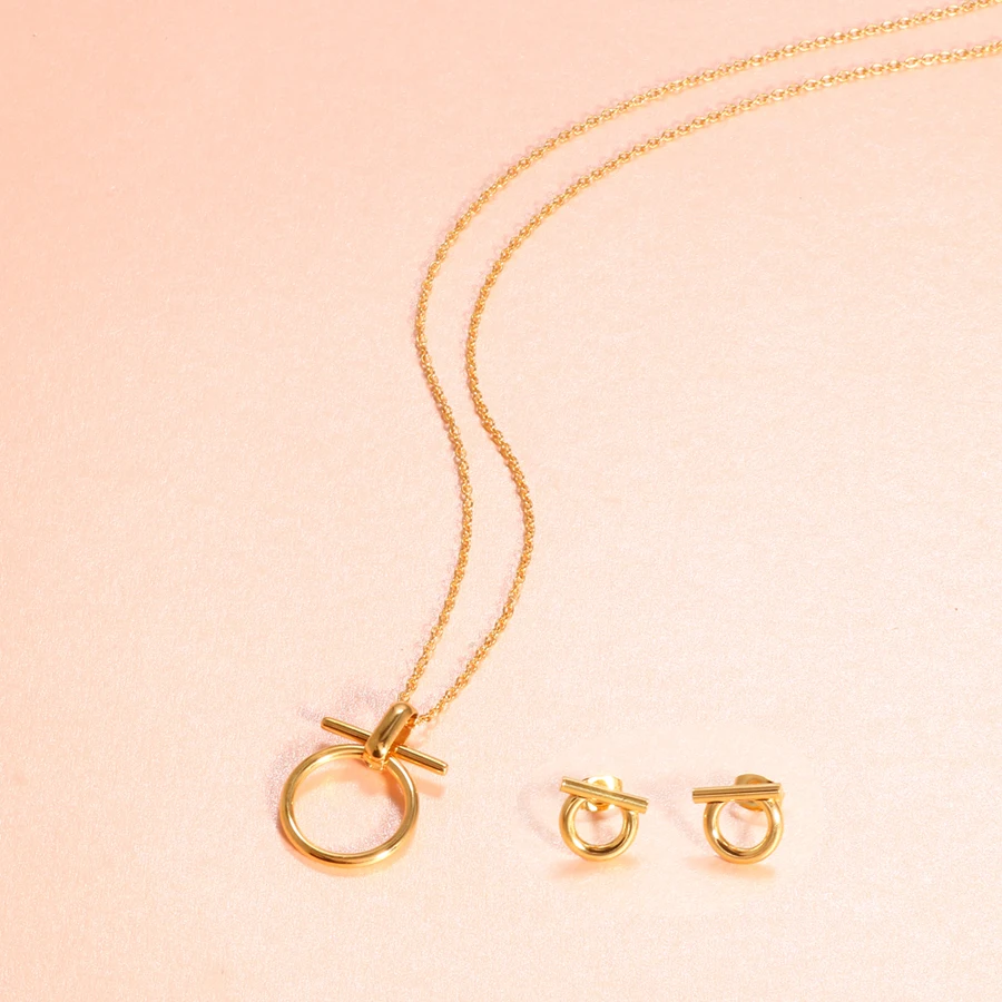 Женский ювелирный комплект из колье и серёг нержавеющей стали|Ювелирные наборы| |