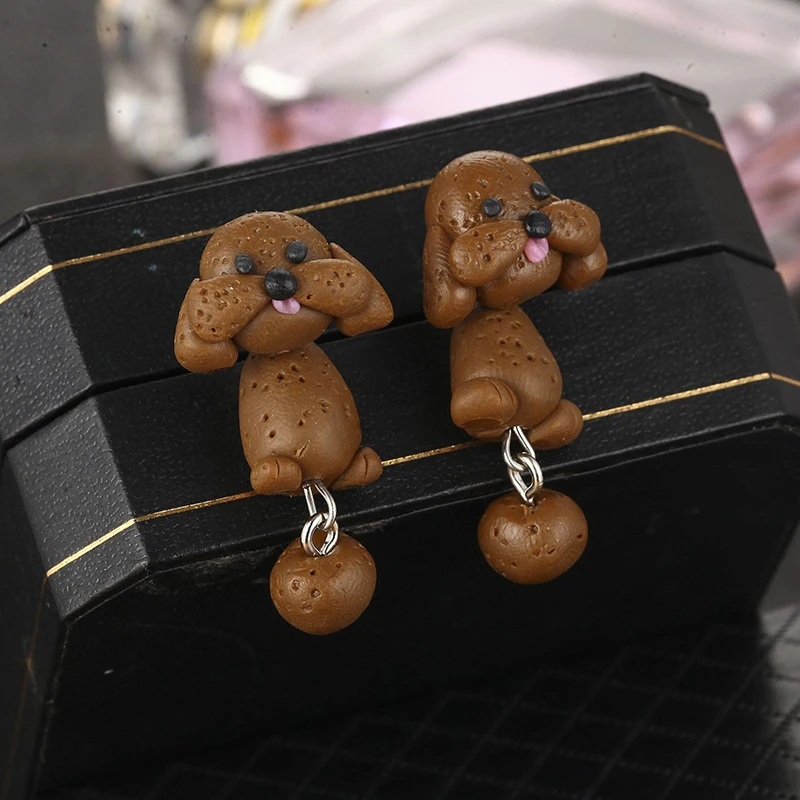 

Teddy Puppy Dog Animal Stereo Soft Clay Stud Earrings