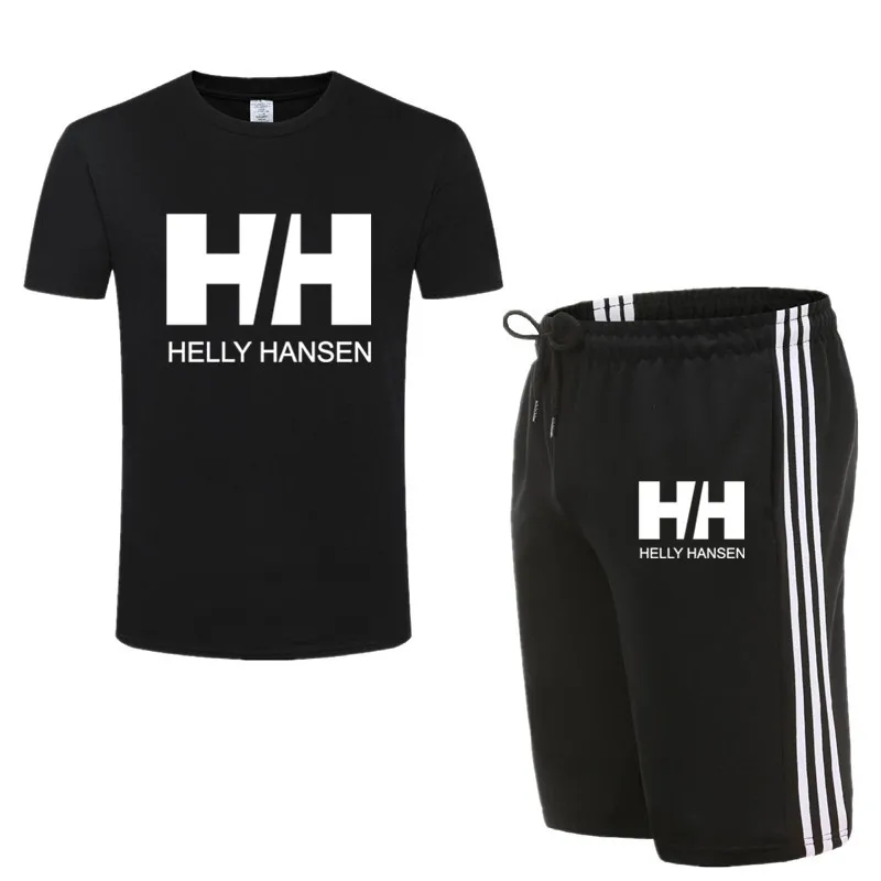 

2021 Men Casual Set Fashion 2 PCS Sweat Suit Striped Short Sleeve T-shirt Shorts Sets Male Sportswear Tracksuit Summer Sportsuit