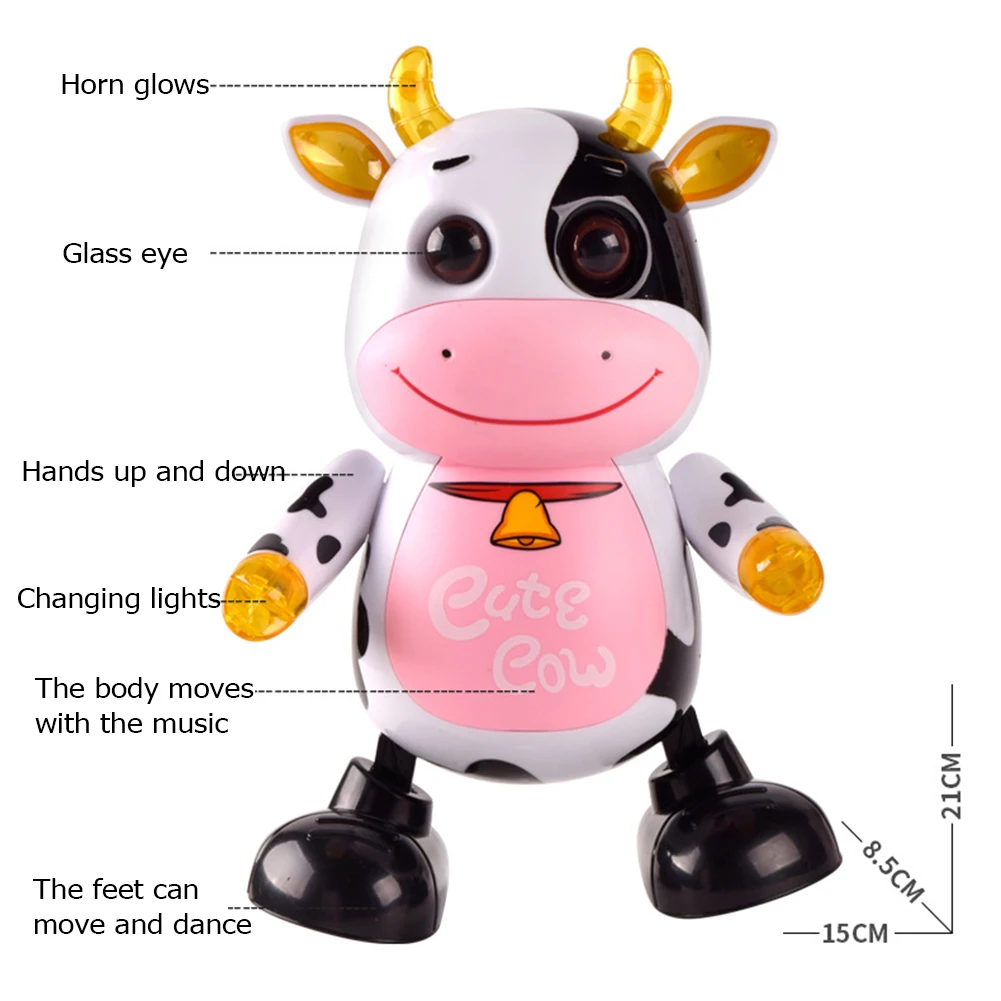 

Funny Sound Light Music Electronic Dancing Robot Cute Little Cow Childrens Dancing Animals Robot Toy Baby Birthday Gift