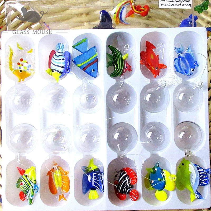 Плавающая стеклянная фигурка рыбы аквариум мини рыбки Ручная дутая лампа для рыб