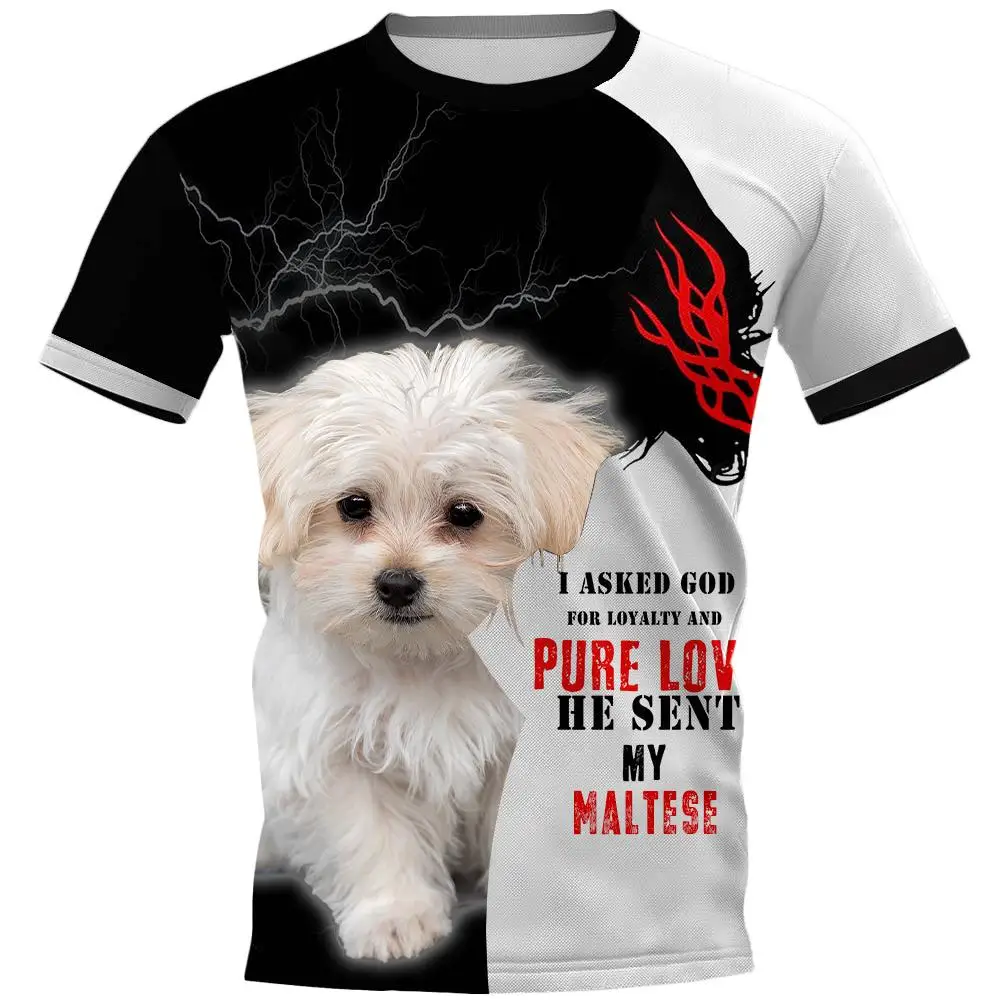 

CLOOCL Men's T-shirt Animal Maltese 3D Print Dog Lightning Tee Shirt Clothing Unisex Short Sleeve Harajuku Tops Drop Shipping
