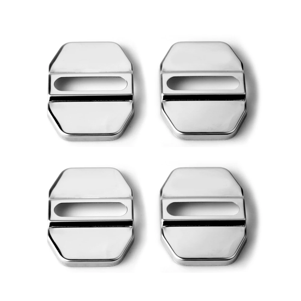 

4pcs Silver Stainless Steel Car Accessories Door Lock Protective Cover Sticker Buckle Cap for Mercedes Benz