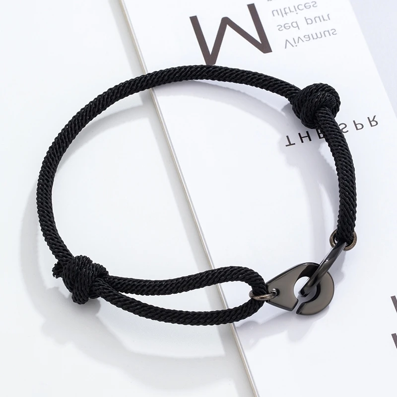 MKENDN черный браслет из нержавеющей стали с наручниками на шнуре для женщин и