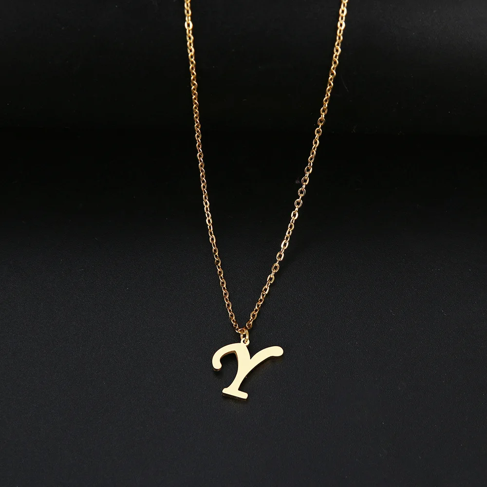 

2021 Stylish Simplicity Tiny Initial Letter Necklace Stainless Steel Personalize A-Z Alphabet Necklace Everyday Jewelry